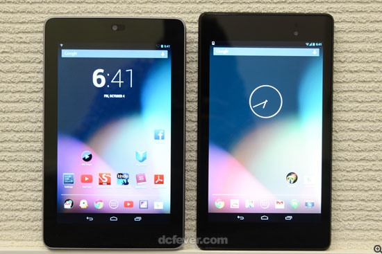 Nexus 7 兩代機身較窄，手感比一代更好 (左為一代、加為二代)