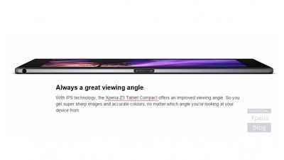 完美可視角度？ Sony Xperia Z3 Tablet Compact 宣傳圖曝光！