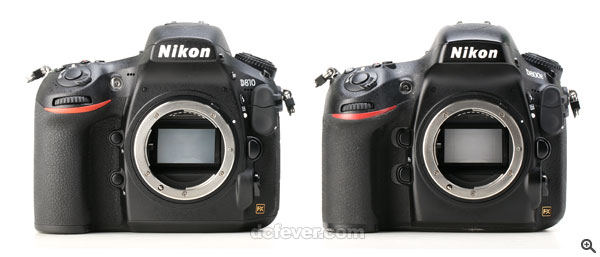 D810（左）與 D800E 機身比較。