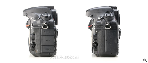 D810（左）與 D800E 機身比較。