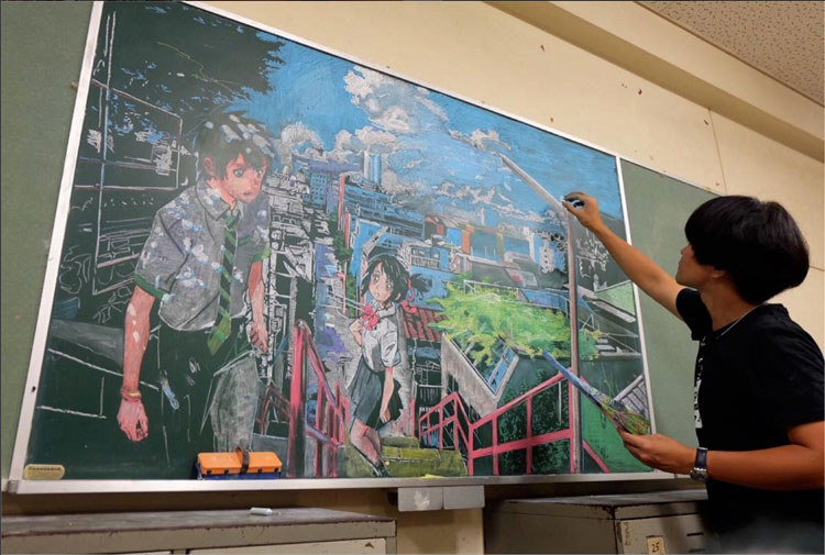 这位美术老师超强:粉笔 + 黑板画尽世界名画 - 