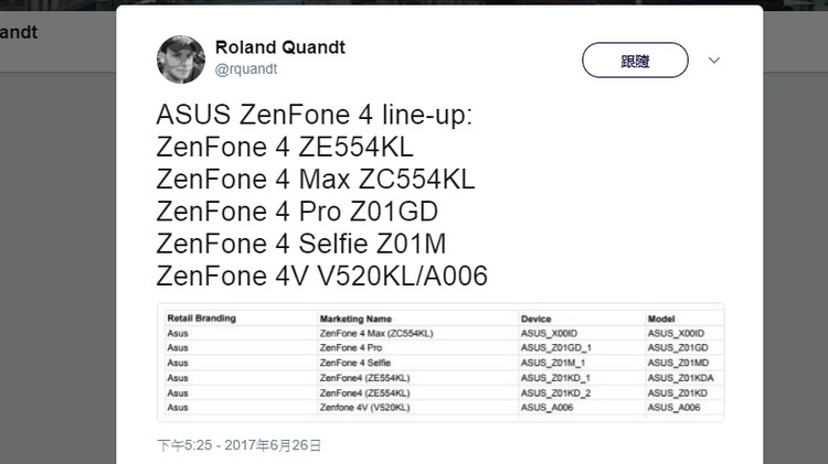 Asus ZenFone 4 傢族曝光！傳設多個版本及新機