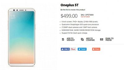 OnePlus 5T 全曝光！定價 $499 美元的旗艦機殺手