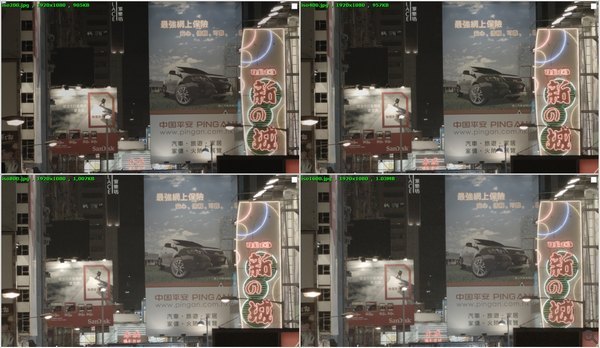 感光度排序：(左上)ISO200、(右上)ISO400、(左下)ISO800)、(右下)ISO1600 