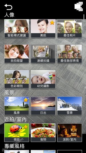智能模式下有多達 28 種攝影題材選擇，能照顧大部份初學者需求