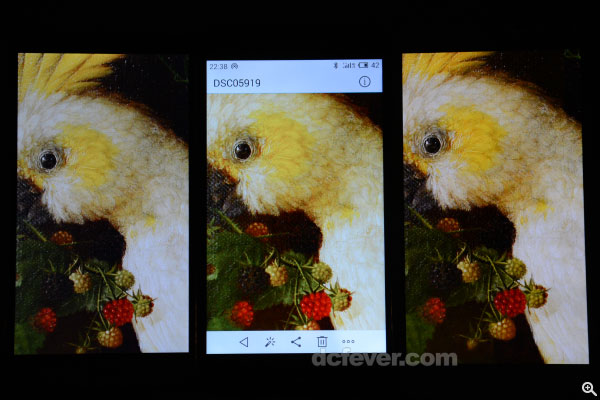 顯示淡黃色的表現，Galaxy Note 4 較為出色 (左 G3、中 MX4 Pro、右 Note 4)