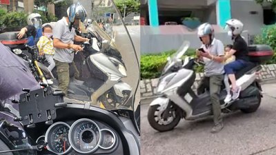 【有片】電單車三人超載「冇頭盔」　網民：當呢度大陸呀？！