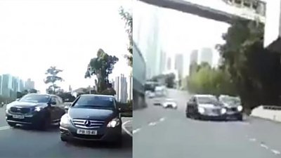 【馬路的事】不憤「被閘」！兩司機鬥氣終「攬炒」　網民：無謂