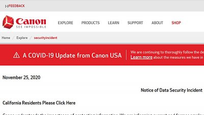 好像與你無關？Canon 確認受到勒索軟件攻擊