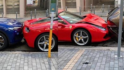 【有片】P 牌誤入後波失控連撼兩貴車　網民：賣腎都唔掂！