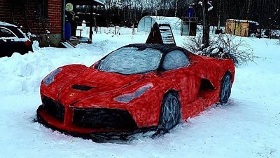 【有片】立陶宛夫婦用冰雕出神似 LaFerrari：DIY 就好了！
