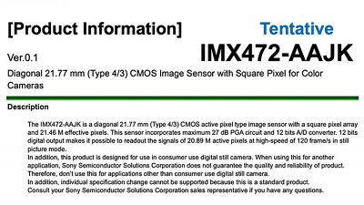 Sony 更新 m4/3 感光元件可支援 4K120p？
