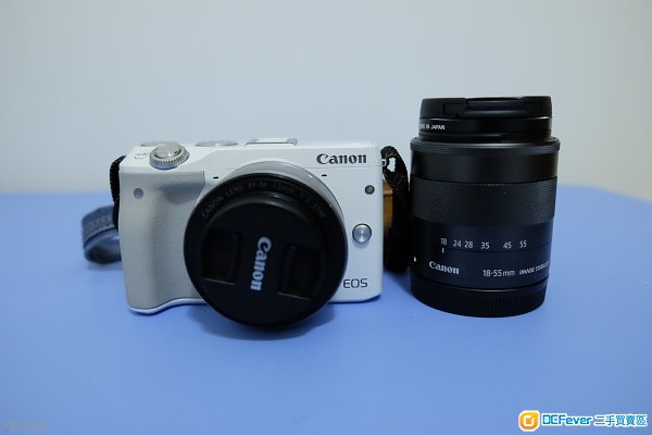 白色canon eos m3 22mm 18-55mm kit set